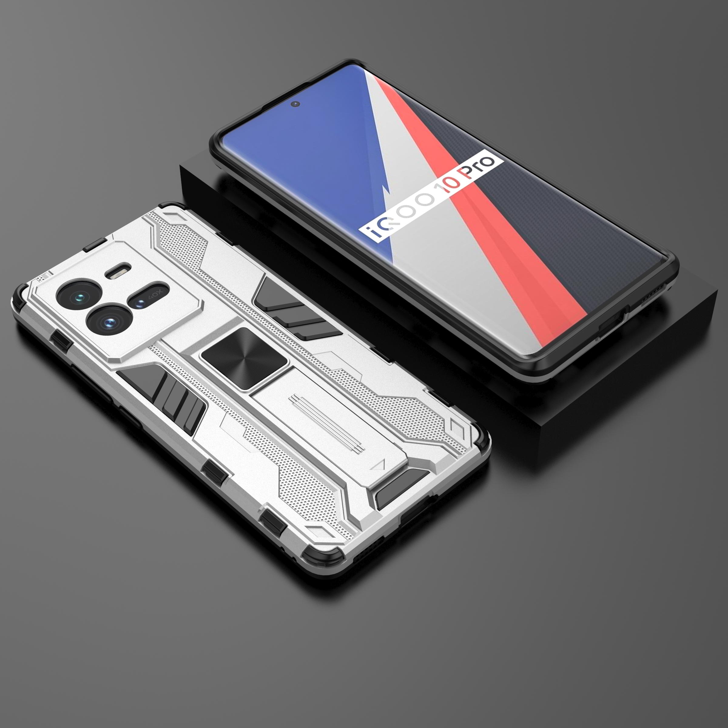 

Shockproof Case For VIVO IQOO 10 9 8 Pro Neo 9 8 7 6 5 Pro SE Z6 Z5 Z3 PC+TPU Kickstand Phone Cover For VIVO Y77E Y77 Y73 VIVO Y77E серебряный