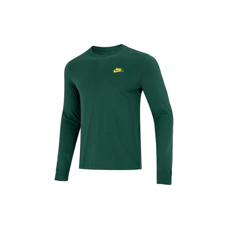 Men s Nike Minimalistic Alphabet Logo Athleisure Casual Sports Round Neck Long Sleeves Green T-Shirt DR7822-341 M