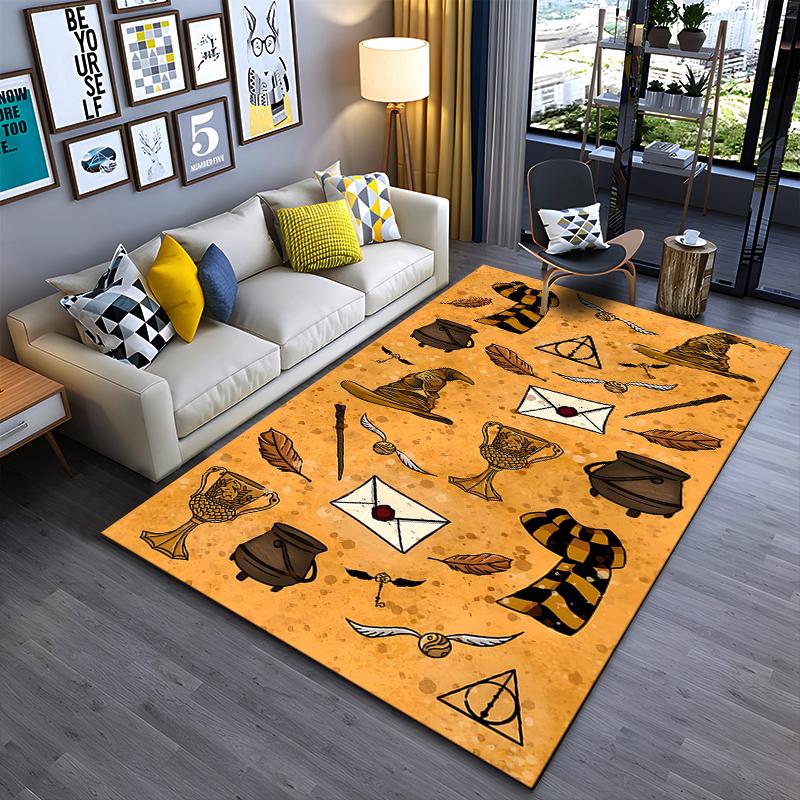 

Magic hats, wands and envelopes on orange background Suitable for use as an anti-slip game mat for living room and bedroom sofas 40x60cm( 15x23in )