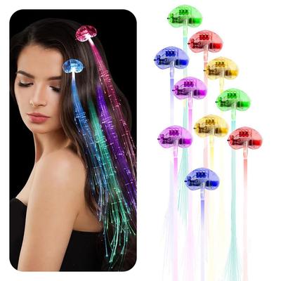 5X Random Color Glowing Hair Light Butterfly Women's Kit Cute Ornaments Clip Human Accessories Fiber Children's Flash Lights Led