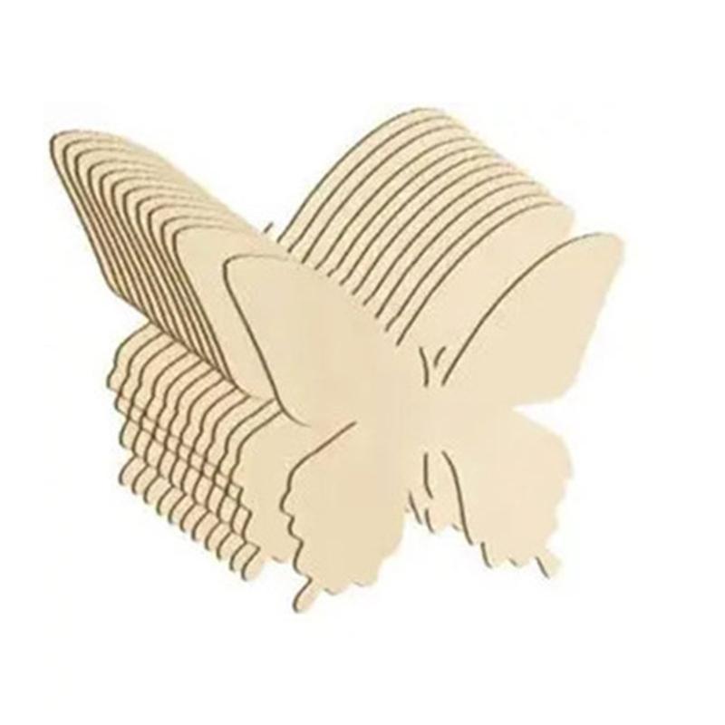 48 pz Fette di Legno a Forma di Farfalla Pezzi di Legno non Verniciati Ritagli Trucioli di Legno Vuoti Artigianato Fai-da-te Cartellini per Pittura Matrimonio Casa