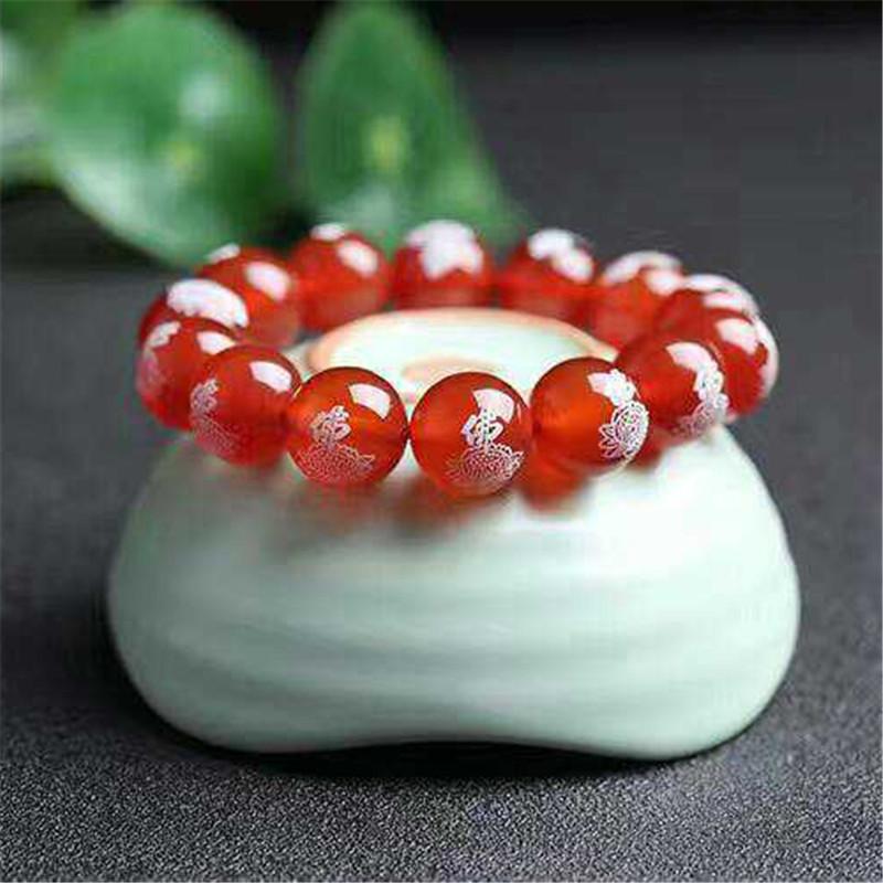 Red Natural Beautiful Stone Beads Elastic Beaded Bracelet Bracelets for Men and Women Bracelet Ornaments
