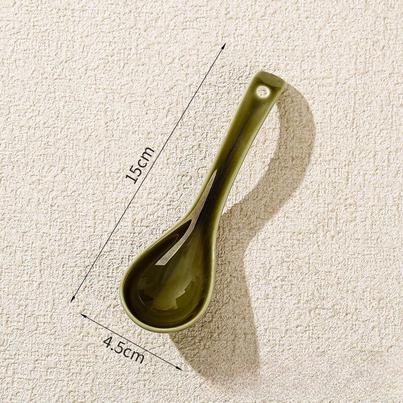 Stylish Ceramic Long Handle Spoon Set Kitchen Utensils For Eating Noodle Soup Home Dining Tableware Multipurpose Serving Spoon
