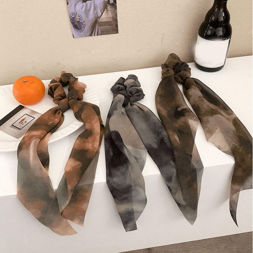 New Streamer Hair Accessories Women Bow Tie dye Scrunchies Ribbon Hair Bands Hair Ropes Hair Ties