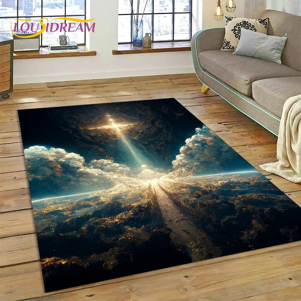 New 3D Pray Holy Bible Cross Jesus Carpet Rug for Bedroom Living Room Home Sofa Decoration,Children Game Large Decor Floor Mat