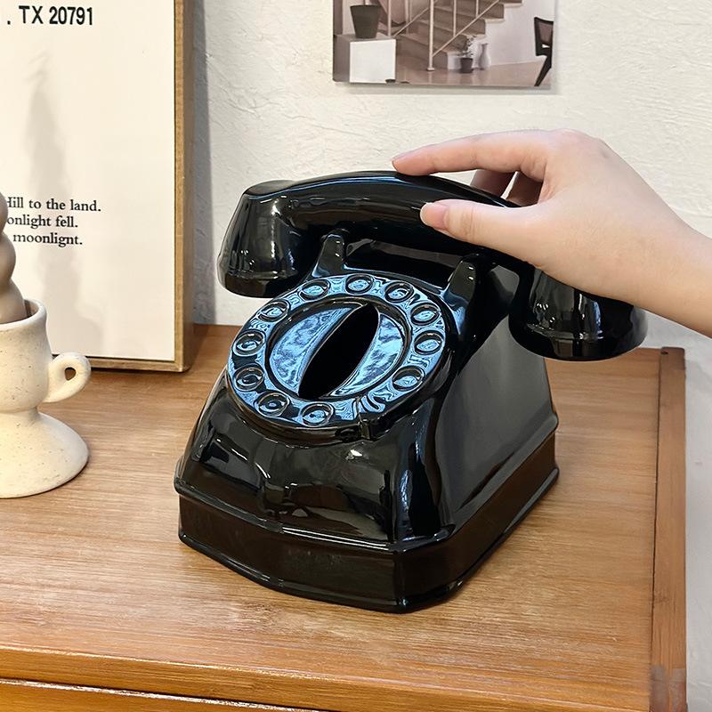 

New Fashionable Creative Telephone Paper Box Tea Table Desktop Decoration Simple Napkins Storage Paper Box