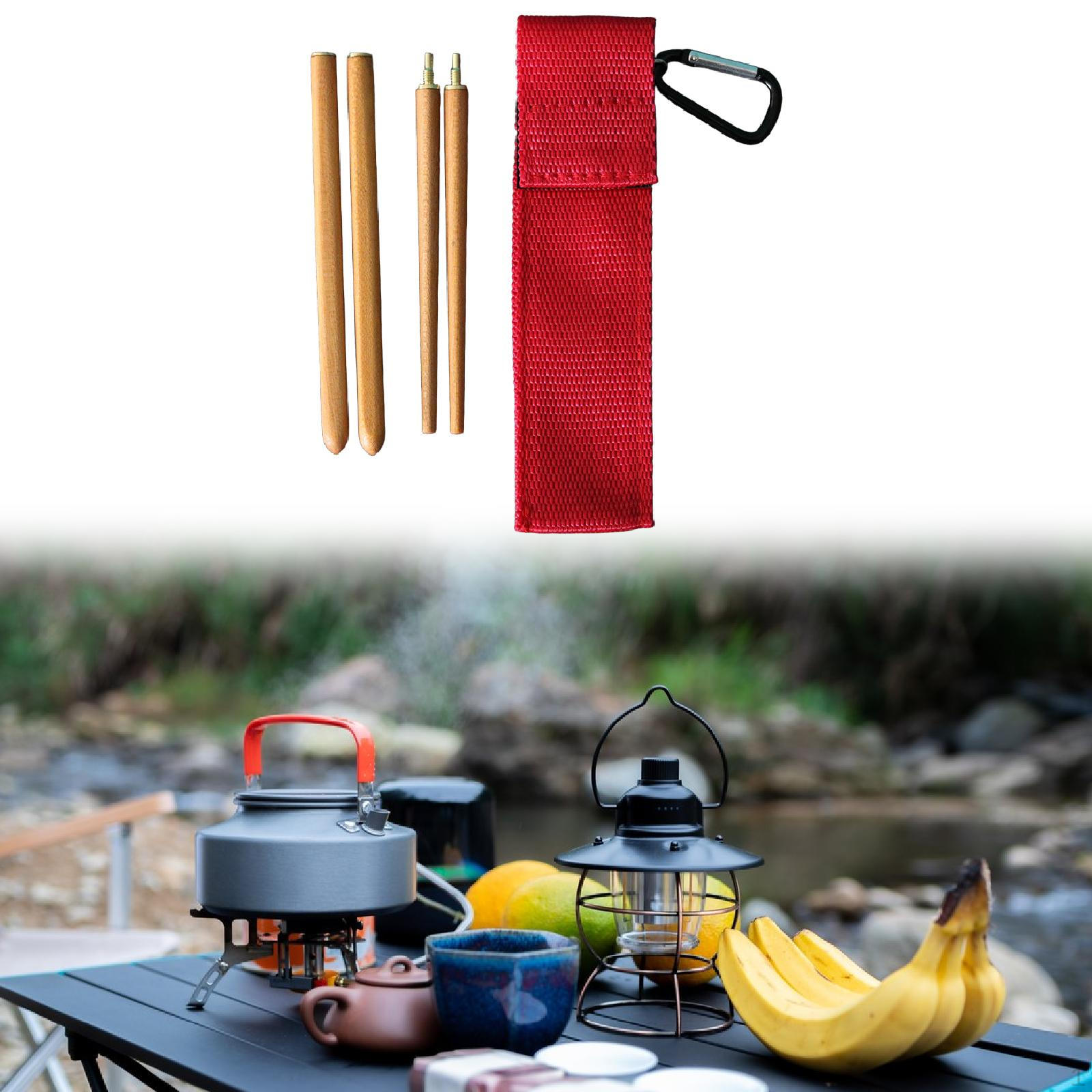 

Chopsticks for Travel Reusable Wooden Utensils with Carrying Case Outdoor Use червоний