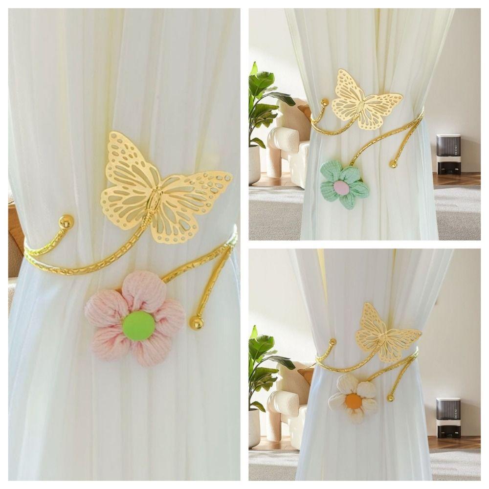 Trendige Niedliche Blumen Vorhangbänder Verstellbare Handgefertigte Vorhang Raffhalter Metall Vorhangbefestigungen