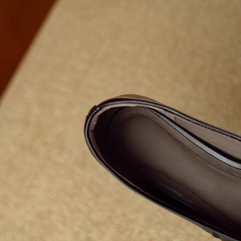 Fashion Women's New Spring and Autumn Square Head Genuine Leather Printed Cowhide Soft Low Heel Large Casual Single Shoes