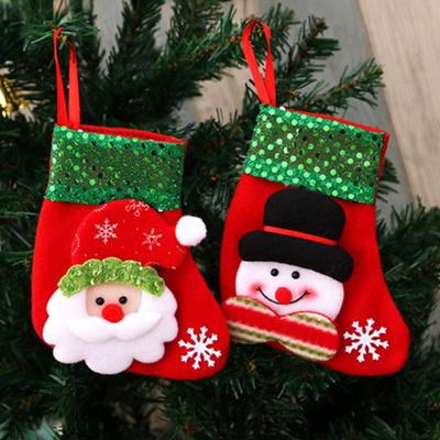 Yousheng Mini Christmas Stockings 6 Inch Small Christmas Stockings with Glitter Sequin Cuff 3D Snowman Bear Santa Claus Reindeer Hanging Socks