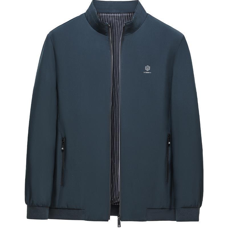 

Business Middle-aged Spring and Autumn Casual Jacket Jacket Men s Top Middle-aged and Elderly Baseball Collar Clip 4XL