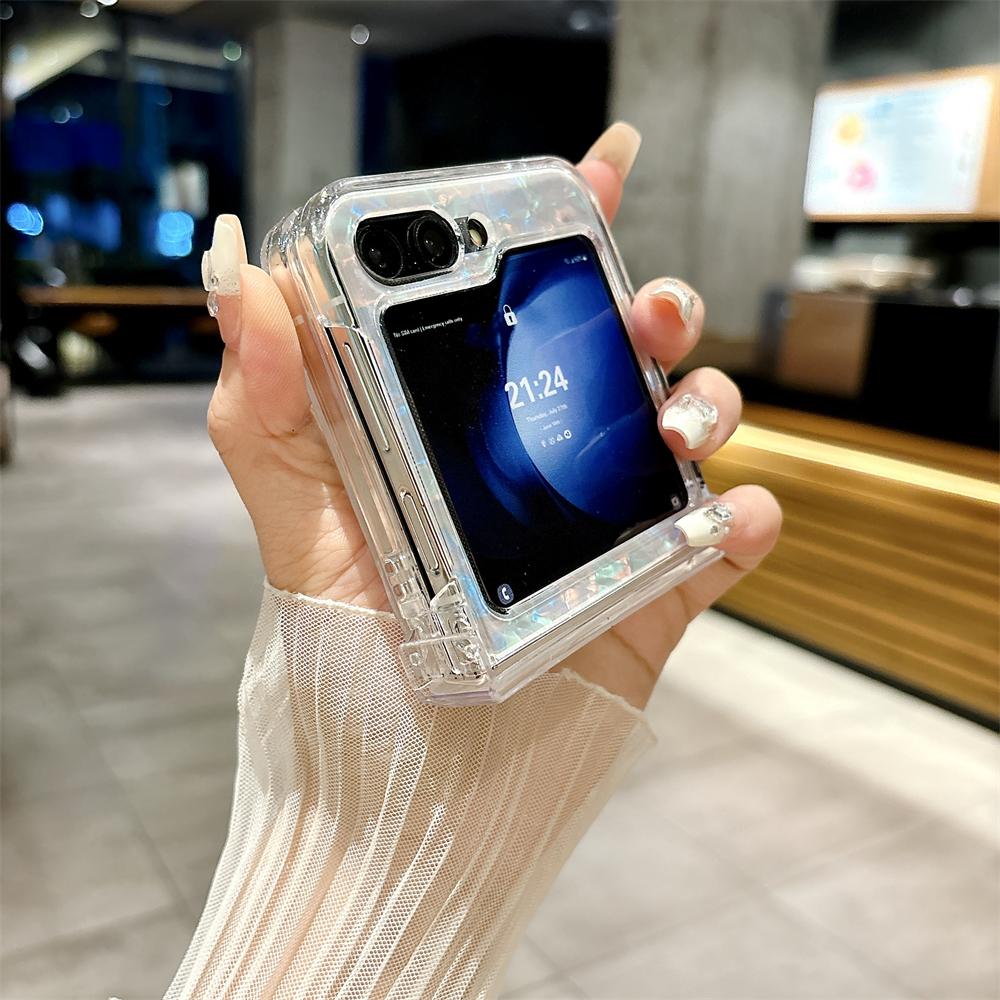 Glitter Dream Shell Pattern Case For Samsung Galaxy Z Flip5 6 Shockproof For Galaxy Z Flip 5 Z Flip 6 Z Flip 4 Z Flip3 5G Cover