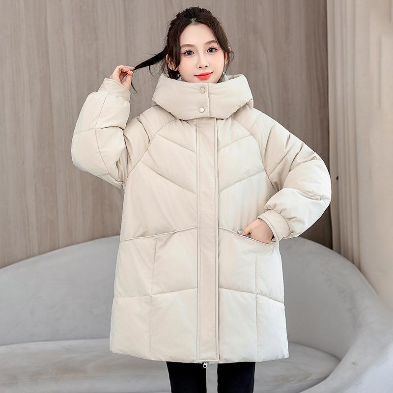 2025 New Hooded Down Cotton-padded Clothing Women's Autumn and Winter Thickened Warm Bread Clothing Medium and Long Cotton-padded Jacket Winter Jacket