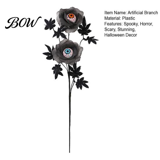Halloween Home Decor Eyeball Flower Stem, Artificial Rose Floral Pick with Eyeball, Decorative Props Gothic Black Branches for Vase, Indoor