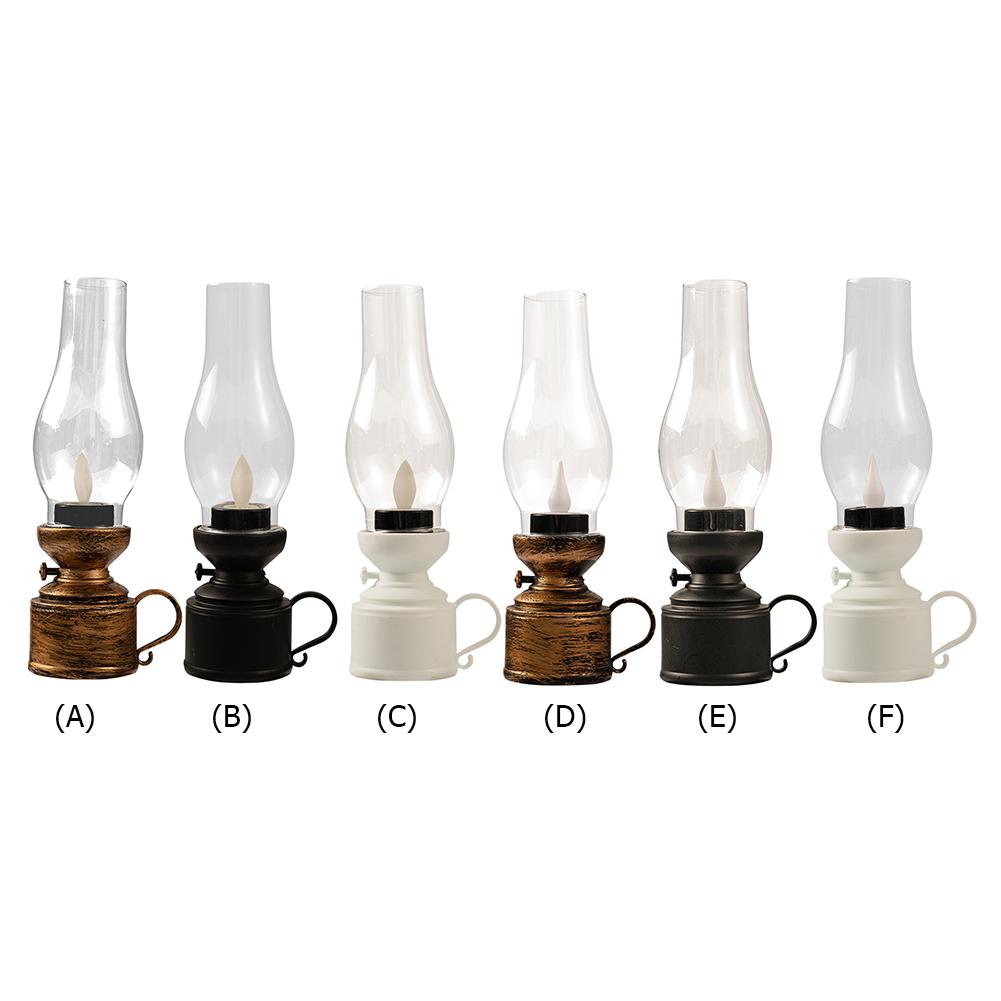 Electronic Candle Lamp Flameless LED Small Wind Lantern Battery Powered Oil Table Decorative Lamp for Holiday Birthday Decor