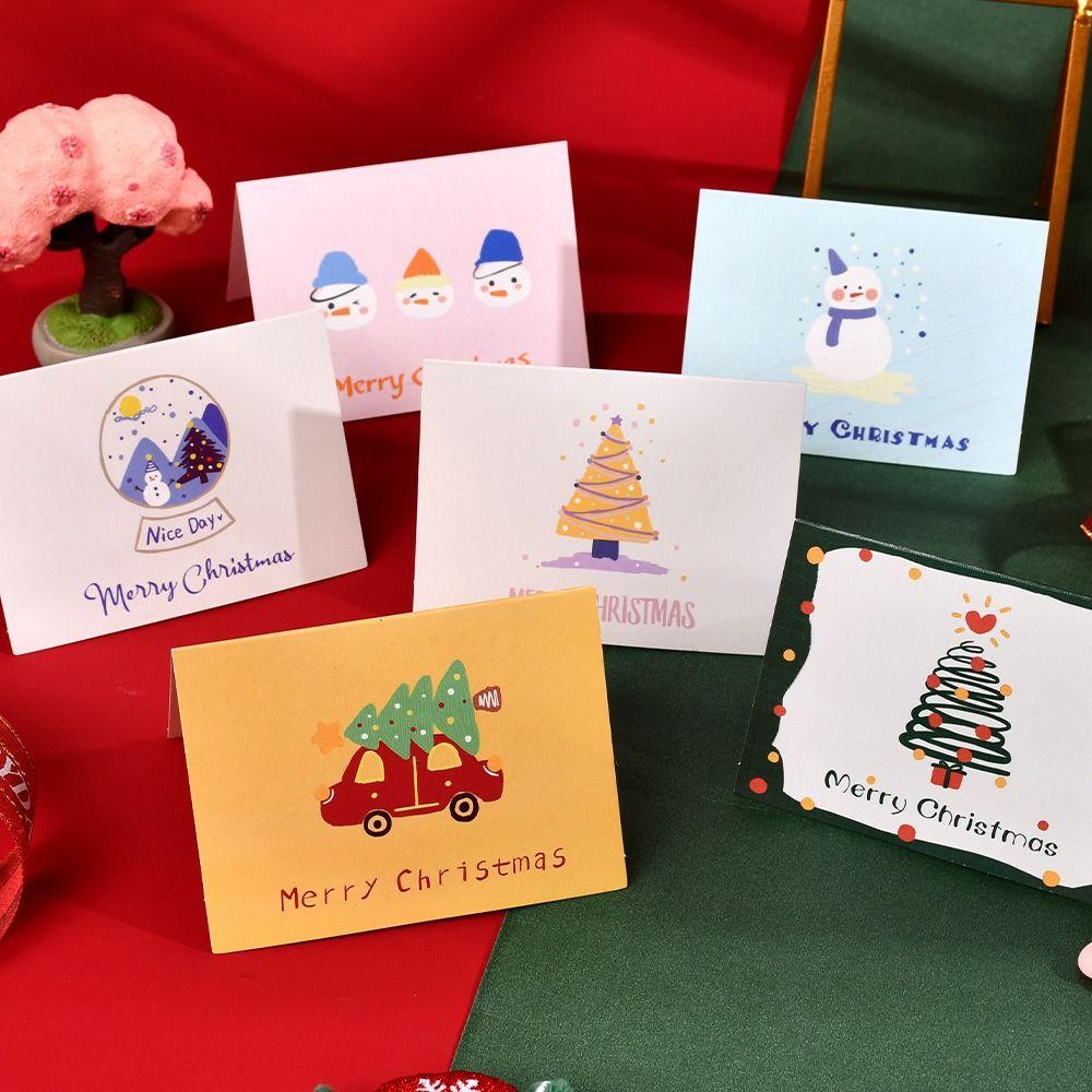 10pcs Handwriting Merry Christmas Greeting Cards Invitation Blank Paper Cards  Festivital Gifts