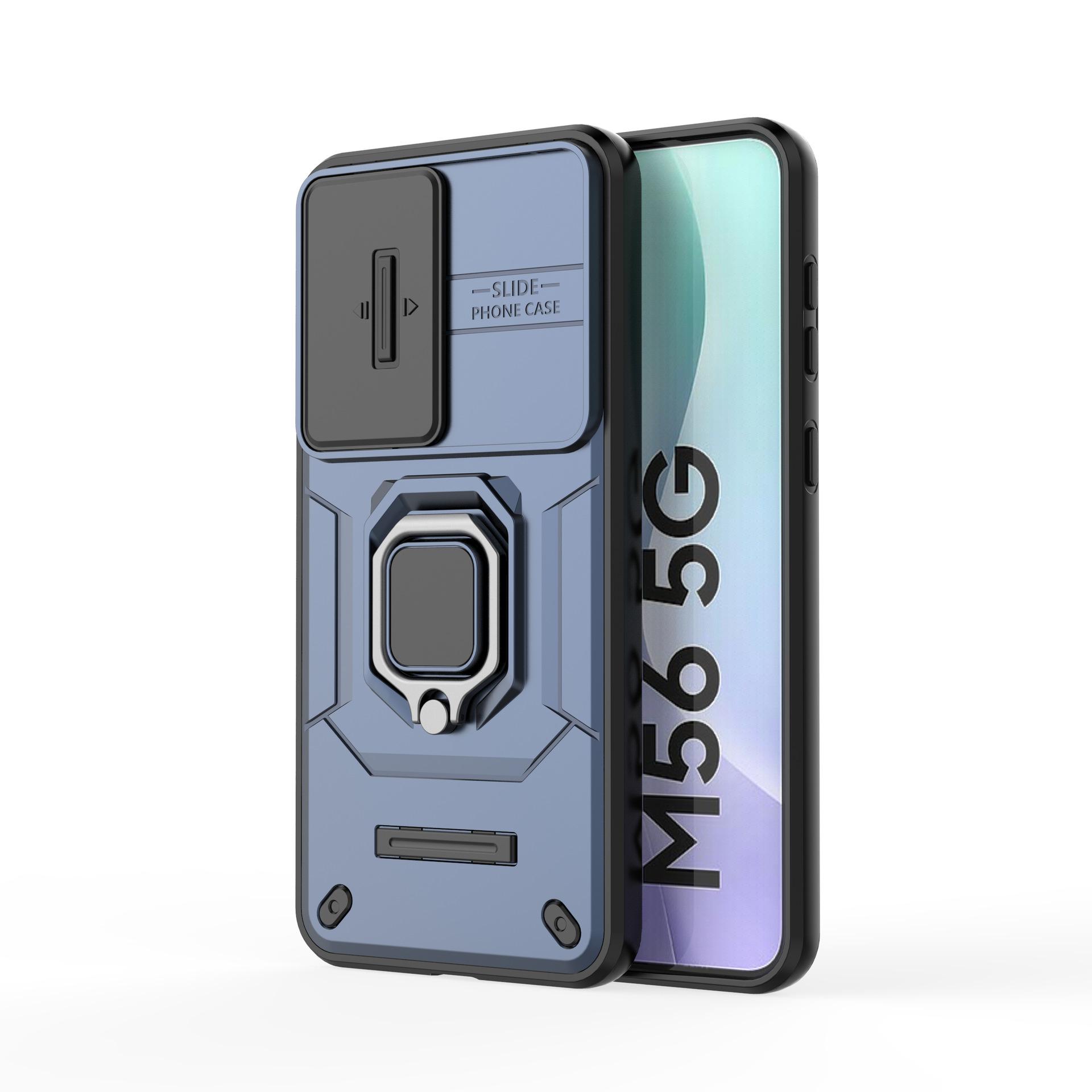 

Samsung Galaxy M56 Phone Case, with Slide Camera Cover,Rotated Ring Kickstand Military Grade Shockproof Protective Cover for Samsung Galaxy M56 Samsung Galaxy M56 синій