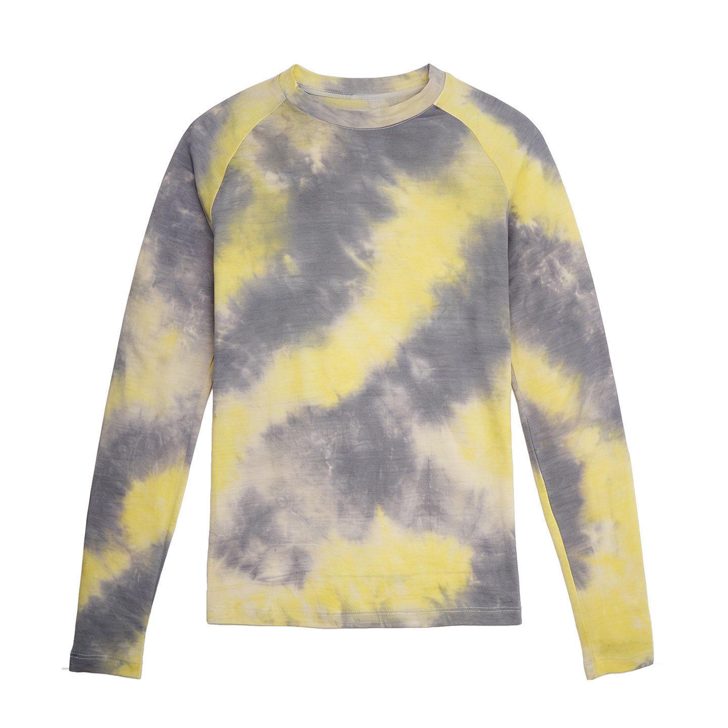 Gray Tie-Dye Merino Wool Quick-Dry Long-Sleeve