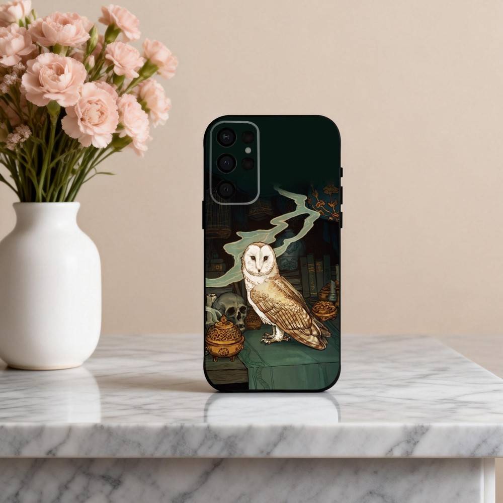 Cute Owl Art Phone Case For Samsung S25,S24,S21,S22,S23,S30,Ultra,S20,Plus,Others Soft Black Case