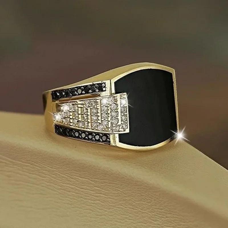 Metal Glossy Rings for Men Geometric Width Signet Square Finger Punk Style Fashion Ring Jewelry Accessories