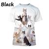 Funny Cute Cat 3D Printing T-Shirt Animal Creative Personality Interesting Street Round Neck Short Sleeve Tees Tops