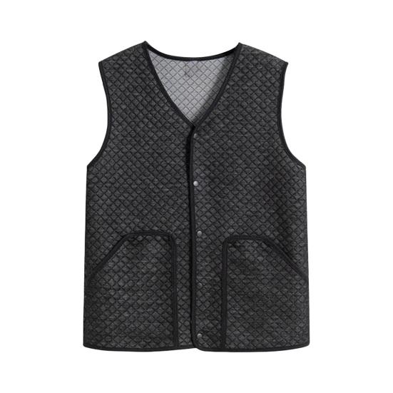 Men Waistcoat V-Neck Sleeveless Single-Breasted Vest Coat Solid Color Velvet Lined Warm Vest Jacket with Pockets