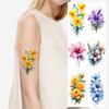 9 Stück Temporäre Tattoos Hibiskusblumen Temporäre Tattoo-Aufkleber Narzissenblumen Sonnenblumen Für Damen Wangen Arme