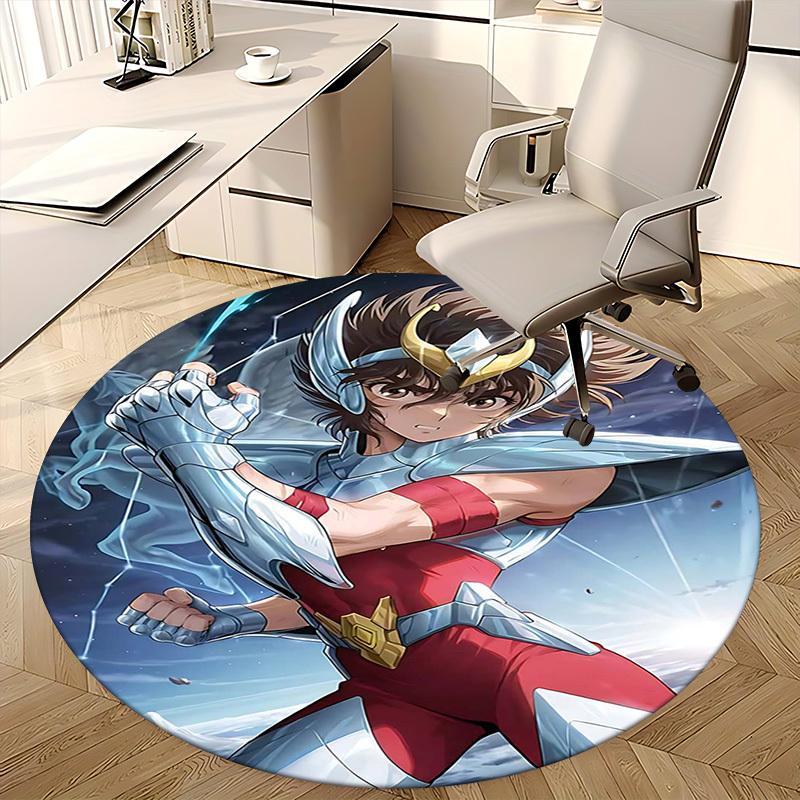 1pc Saint Seiya Athena Round Carpet - Anime Design Office Chair Mat