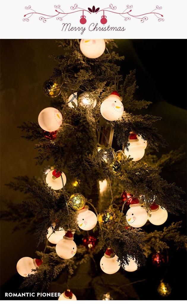 Christmas Snowman Decorative Illuminated LED Lights for Christmas Trees and 3m X 20 6m X 40 Ball Interior Outdoor Decorative LED Lights X 40 Lights,
