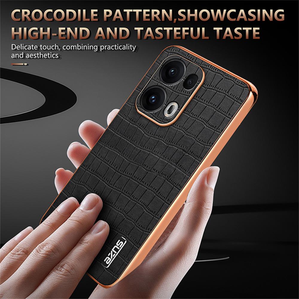 AZNS For Oppo Reno13 Pro 5G Case Electroplating Crocodile Texture PU + TPU Phone Cover