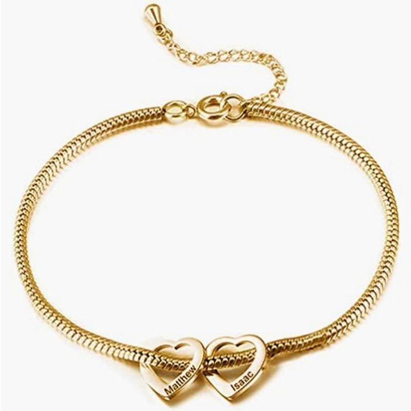 Women's Personalized Adjustable Anklet Bracelet, Stainless Steel Heart-shaped Love DIY Name Anklet, Women's Jewelry