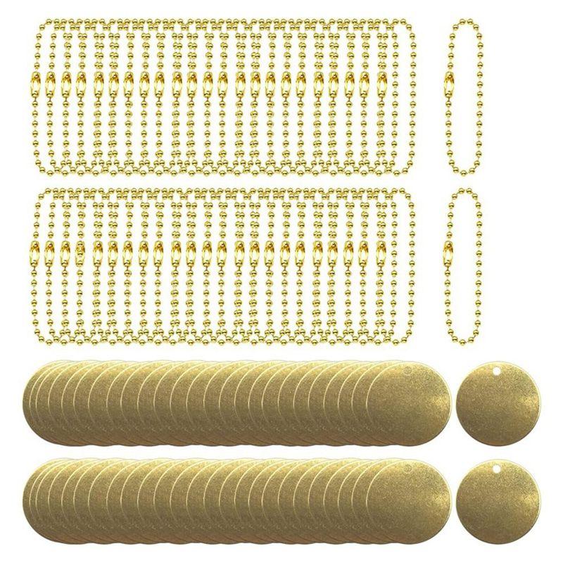 

A60Z50 Piece 1Inch Brass Valve Tags Stamping Blank With Hole 2.4Mm Ball Chains For Pipe Valves,Equipment,Tool Keys Labelingmay золотой