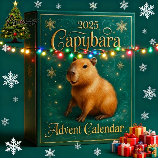 Chilliest Holiday Countdown 2025 Capybara Advent Calendar 24 Days Christmas with Quirky Decor Pcs 2D/3D Ornaments Surprise Gift for Whimsical