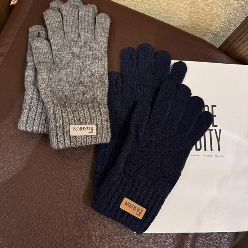 Winter Strick Herren Touchscreen Handschuhe Mit Atmungsaktiver Wolle Für Outdoor Radfahren