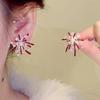 Silver needle New Year's red zircon fireworks pearl stud earrings retro temperament versatile earrings light luxury high-end earrings women