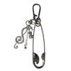 Safety Pin Keychain Charm Stainless Steel Bag Accessory with Decorative Pendant for Daily Carry and Backpack Accent