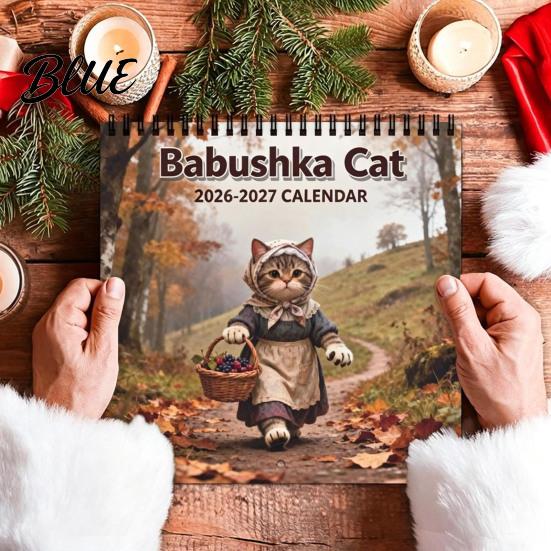 Cute Animal Illustration 12 Monthly Jan -2027 Wall 2027 Calendar Cat Dec 2027 Hanging Floral