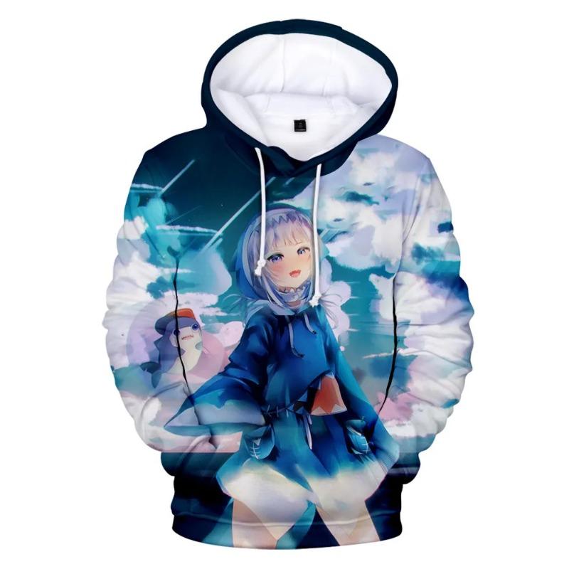 Hololive VTuber Kawaii Gawr Gura Cosplay 3d Print Hoodies & Sweatshirts Man Women Pullover Coat Y2k Top Oversized Men's Coat