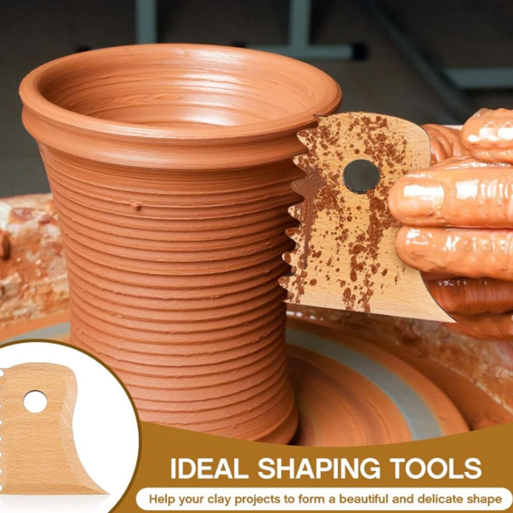 7Pcs Complete Set Wooden Pottery Tool Durable Smooth Trimming Tool Multi-shape 7-piece Set Clay Tool Clay Sculpting