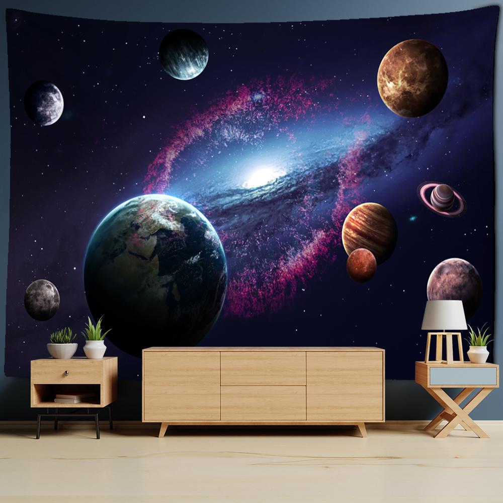 Astronaut Universe Moon Tapestry Wall Hanging Boho Hippie Tapiz Living Room Aesthetics Room Home Decor
