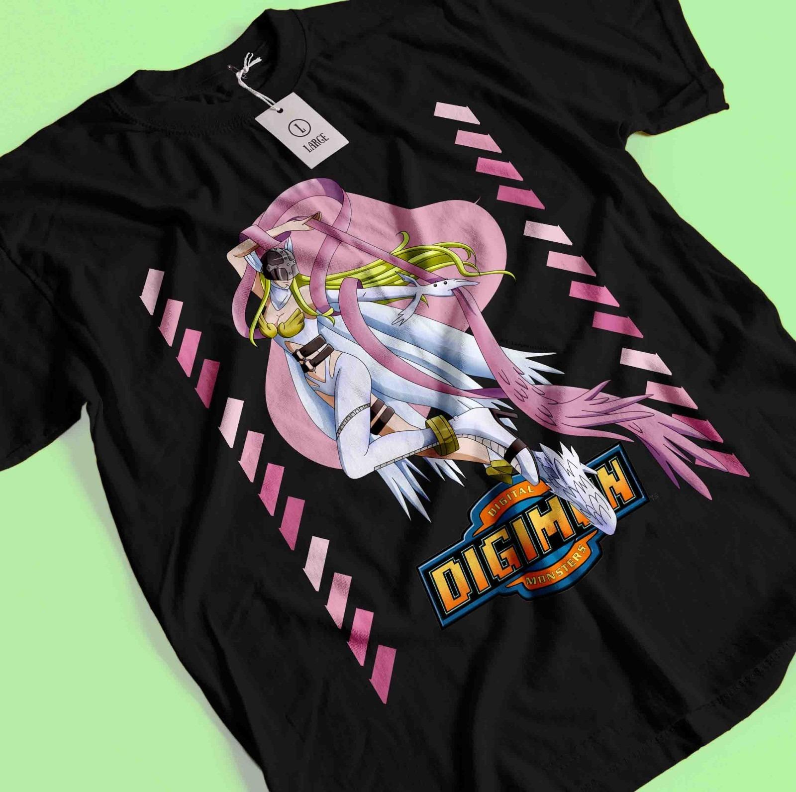 

2026 Summer Digimon Adventure Anime Angewomon Printed Loose Shortsleeved Pure Cotton Childrens Tshirt Tide Unisex Casual Y2k 4XL