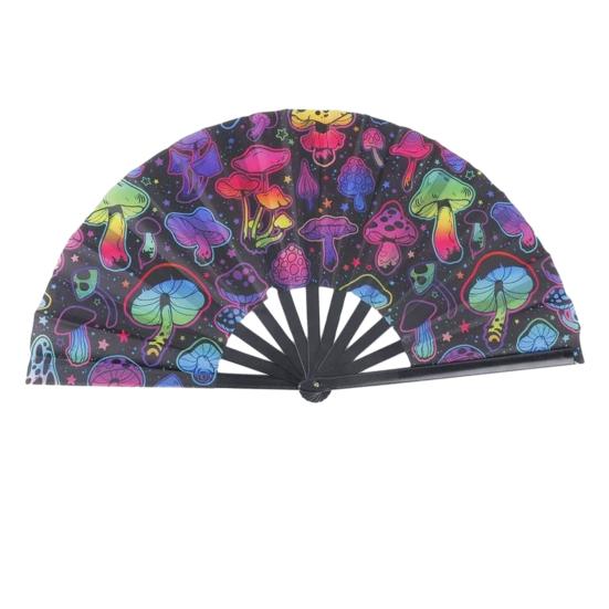 Kungfu Fan Foldable Portable 13-Inch Handheld Bamboo Fan with Fluorescent Glow Ink Lightweight Cooling Accessory