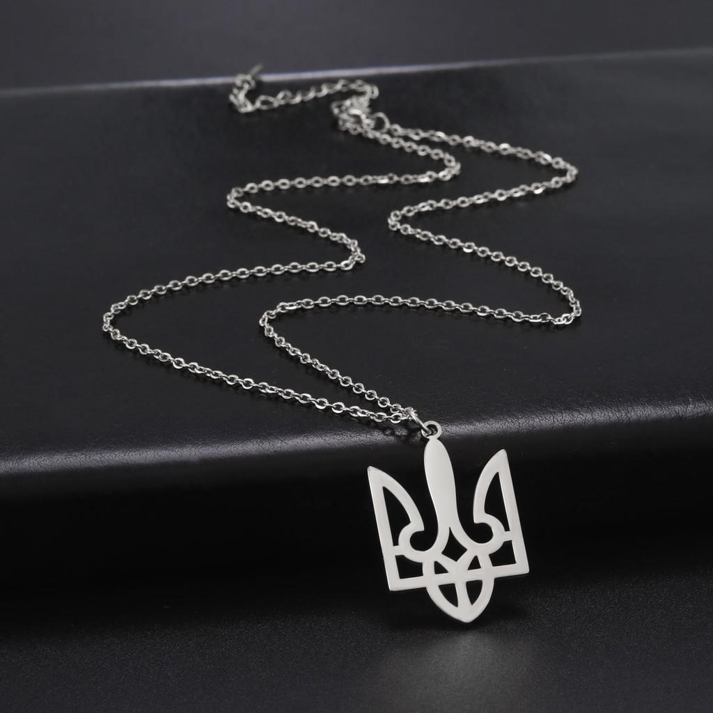 Collana Ciondolo Tryzub Ucraina Tridente Simboli Nazionali Dell'Ucraina Collane a Catena Acciaio Inossidabile Gioielli Solidarietà Ucraina