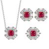 Jewelry Set Earrings Necklace Ring Colorful Ruby High-end Feeling Light Luxury Fashionable Women's