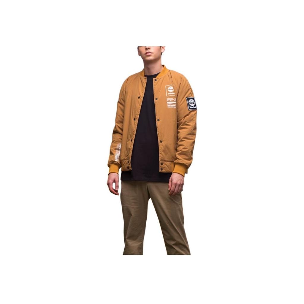Timberland Solid Color Letter Logo Print Single Breasted Long Sleeve Jacket Men Jackets Wheat A2CCU-P47