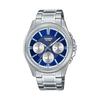 Casio MTP1375D-2A1V Men's Stainless Steel Fluted Bezel Multifunctional Blue Dial Watch Blue, Blue