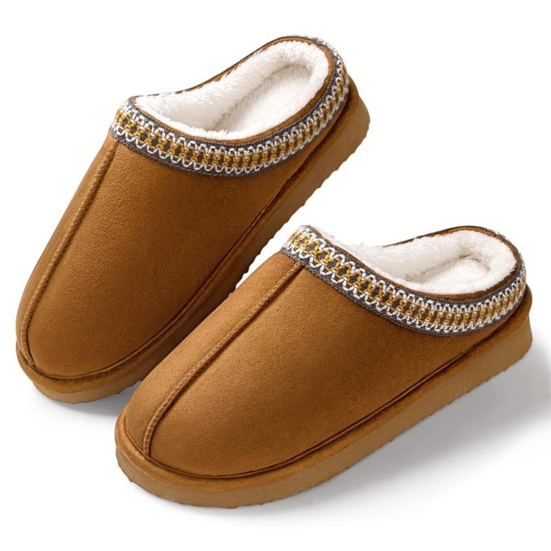 Mote Smil Vinter Slip-On Memory Foam Pelskledde Sko for Kvinner Mote Ekte Semsket Skinn Fuzzy Tøfler Innendørs Utendørs Fluffy Hjemmesko