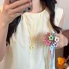 Dopamine Color Flower Love Necklace Summer Small Fresh Long Collarbone Chain Holiday Sweet Girl Heart Necklace