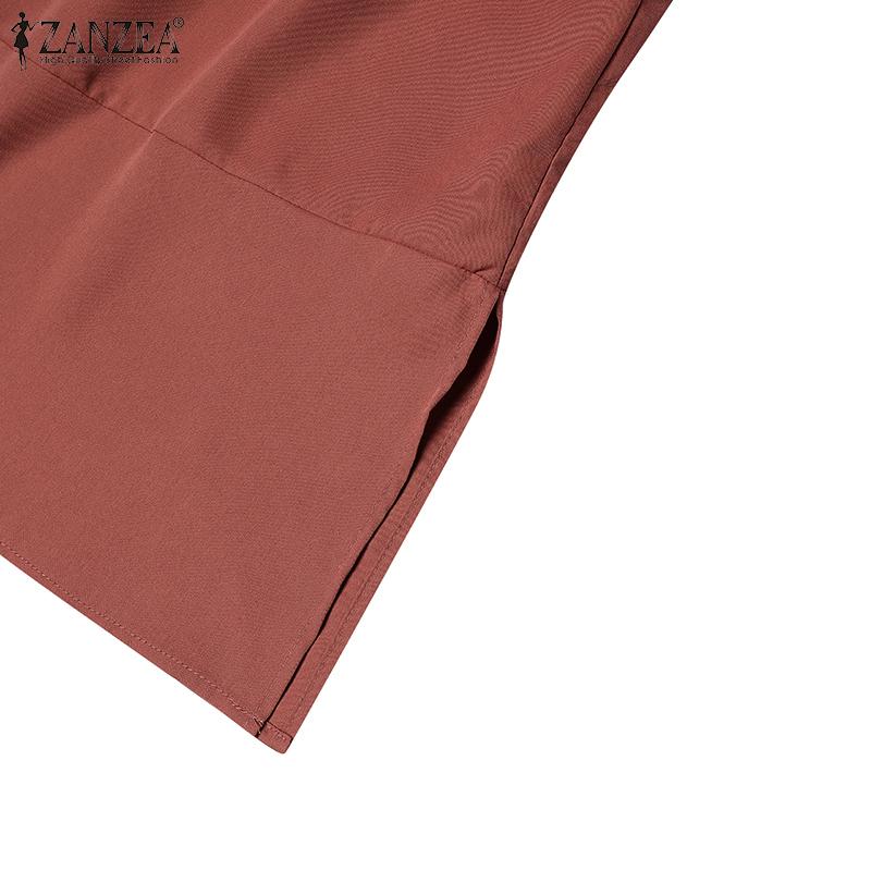 ZANZEA Women Summer V-Neck Short Sleeve Long Dress