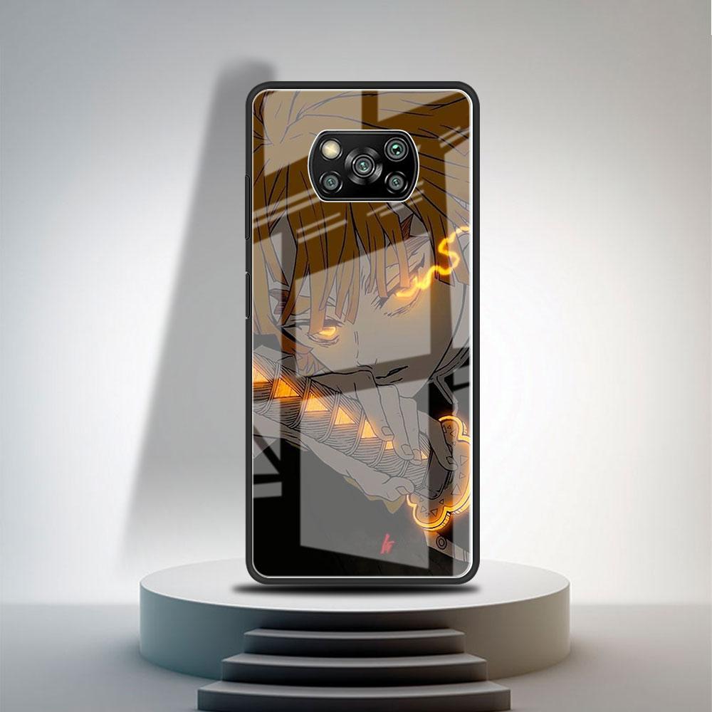 Glass Case For Xiaomi Poco X3 NFC 11 Lite 11T F3 M3 For Redmi Note 11 10 9 8 Pro 10S 9S 9A 9C Phone Cover Anime Demon Slayer